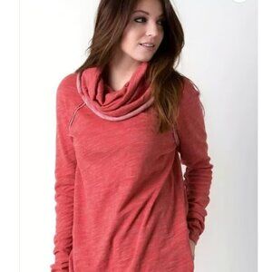 Free People Beach Cowl Neck Pink Sweatshirt Coverup One Size - Summer / Vacation